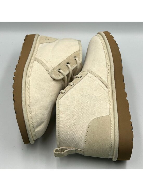 NWOB UGG Mens Beige Canvas Neumel  II Wool Lined Lace-Up Chukka Boots Sz 12 3434 main image 10